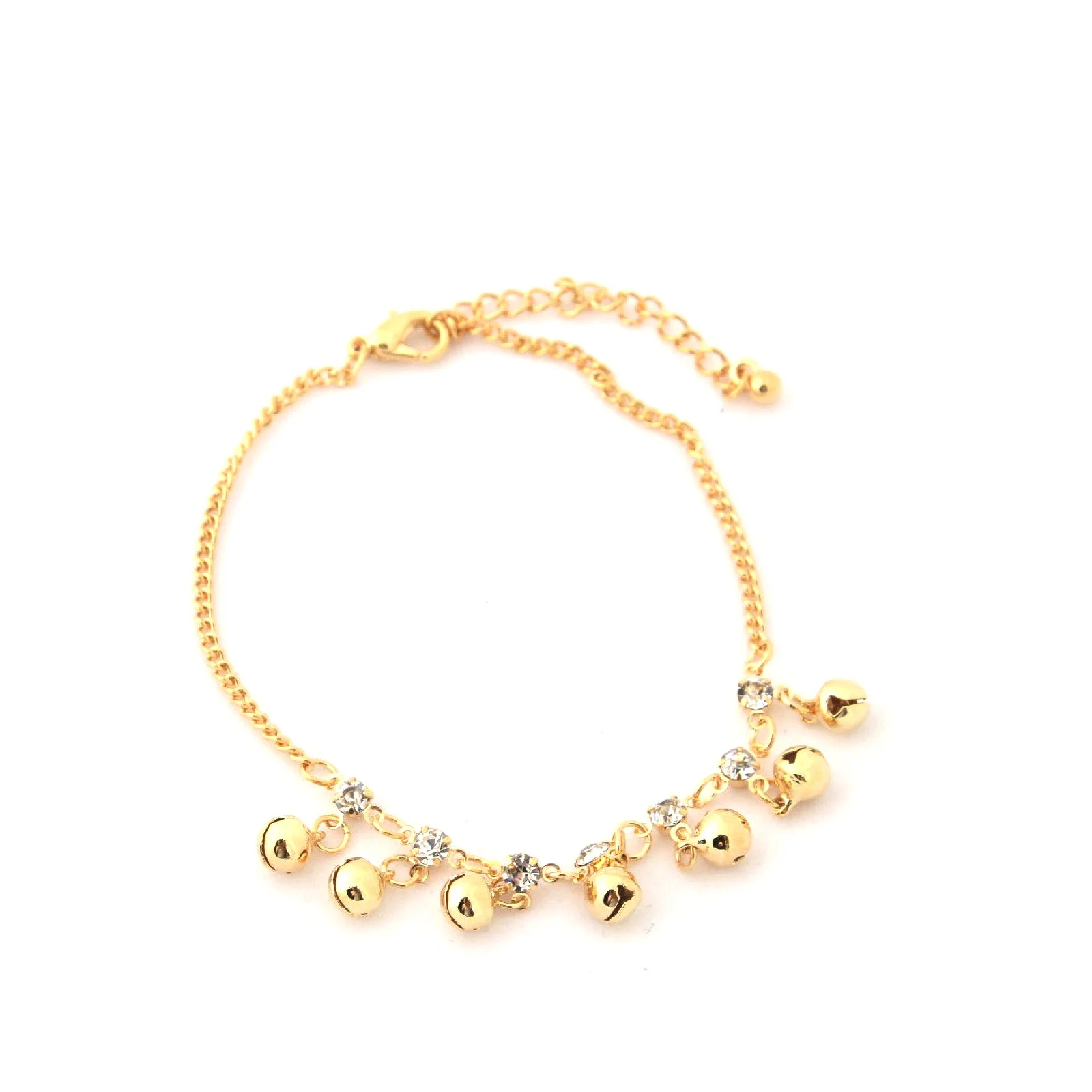 Anklet Ankle Bracelet 14K Yellow Gold Plated Tinkle of a Bell Cubic Anklets