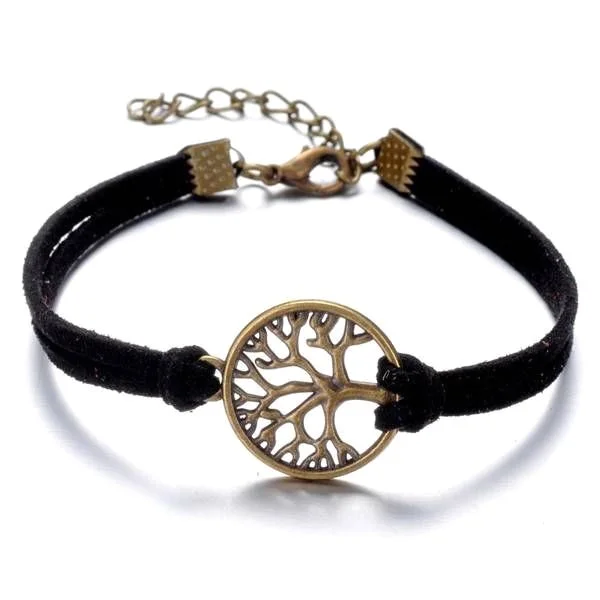 TREE Black Infinity Leather Bracelet Faux Suede Friendship Eternal