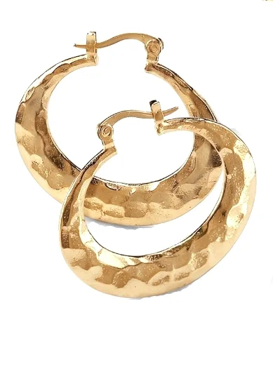 Hammered-Style Hoop Earrings 14k Gold-Plated