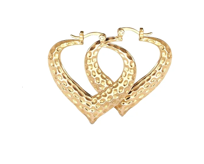 Hammered-Style Hoop Earrings 14k Gold-Plated