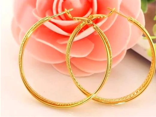 14K GF Nice Big Round Hoop Earrings