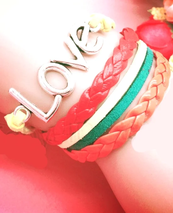 LOVE Infinity Leather Cute Bracelet Silver