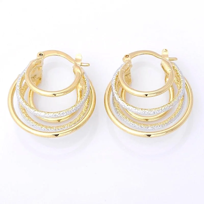 Gorgeous 14K Solid Yellow Gold Filled Hoop Style Jewelry Earrings