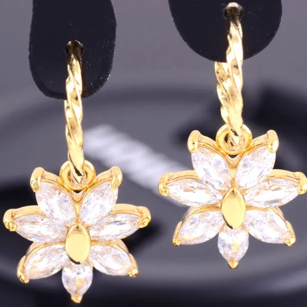14k GFwhite Topaz Gems Hoop Earrings