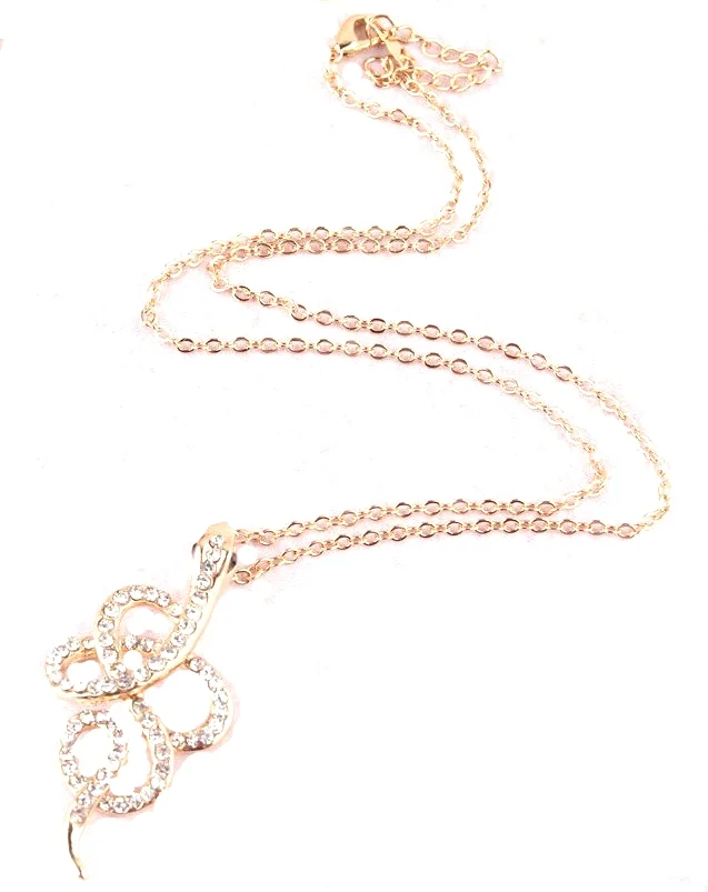 14k Gold Filled Clear Austrian Crystal Chain Pendant Snake Necklace