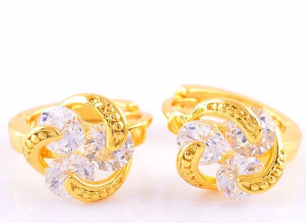 White Topaz Gems 14K GOLD FILLED Hoop Earrings