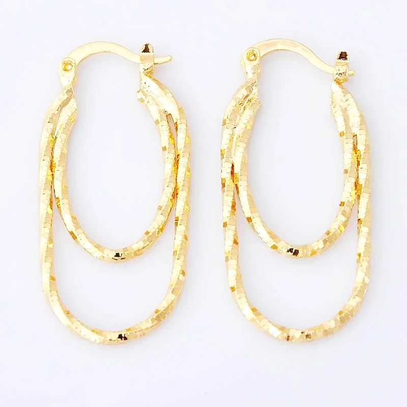 14K Solid Yellow Gold Filled Hoop Earrings Jewelry