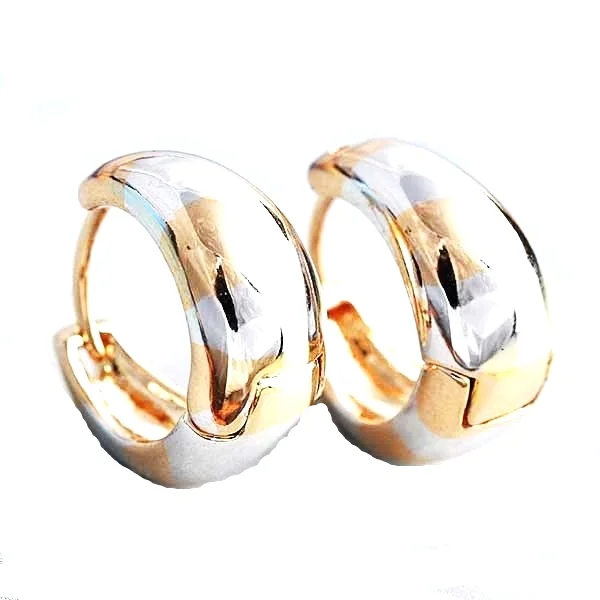15mm Gold Filled 2-Tones Rose/White Hoop Earrings