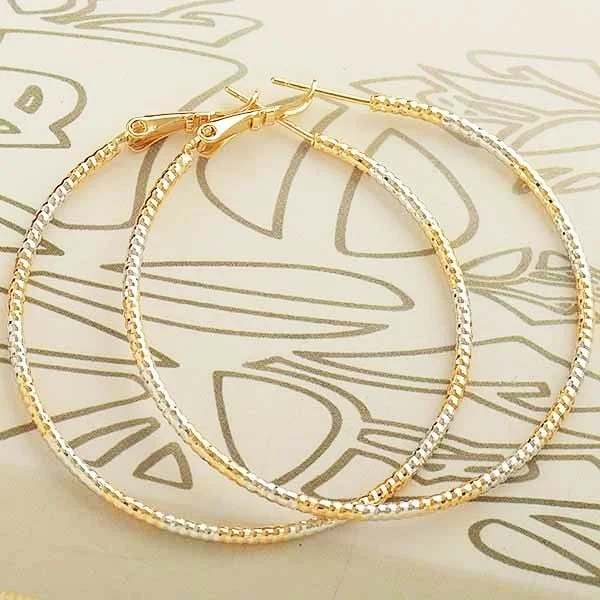 10K Solid Gold Filled 2-Tone Hoop Earrings