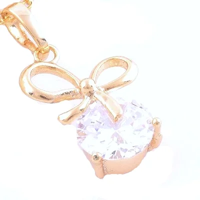 White Topaz Gems 14K Gold Filled Pendant Necklace Jewelry