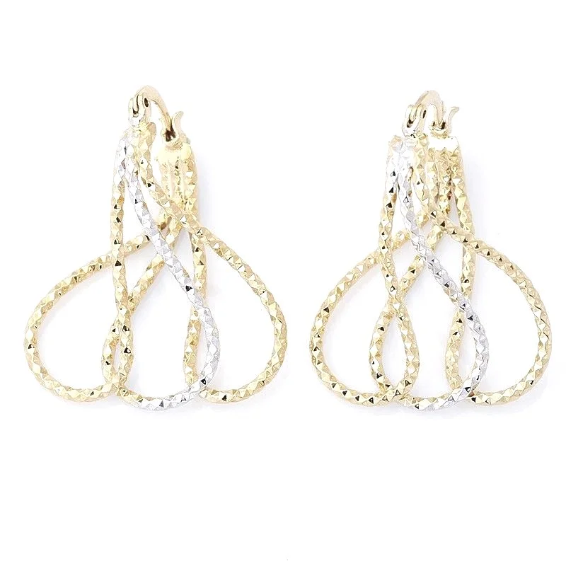 14K Solid Yellow Gold Filled Triple Hoop Jewelry Earrings