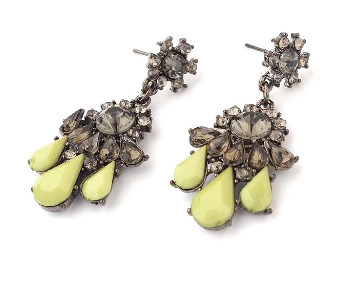 Fashion Jewelry Rhinestone Resin Drop Flower Dangle Earrings Stud