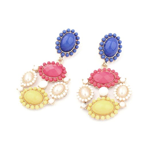 Sweet Candy Color Resin Multicolor Flower Dangle Earrings Stud