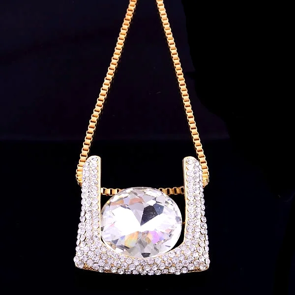 Perfect 14k Gold Filled White Gems Pendant And Necklace Jewelry Set