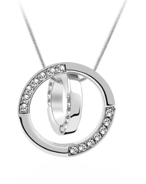 White Sapphire 18K White Gold Plated GP Necklace