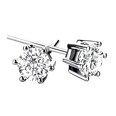 1ct Created Brilliant Diamond Ear Stud 18K White Gold Earrings