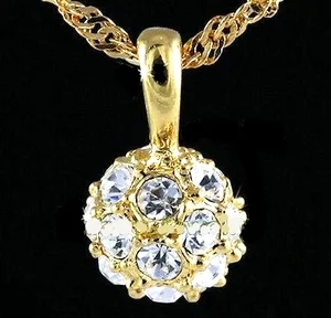 ​18k Gold Plated Ball Pendant Necklace Chain use Swarovski Crystals