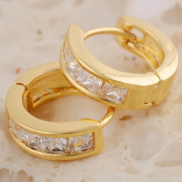 Multi White Topaz Gems Earrings 14k Real Yellow Gold Filled Jewelry