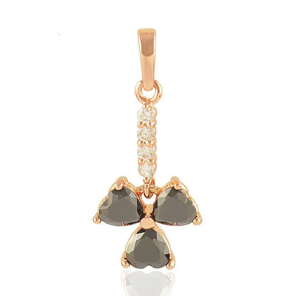 10K Rose Gold Filled Multi Color Crystal Clover Pendant