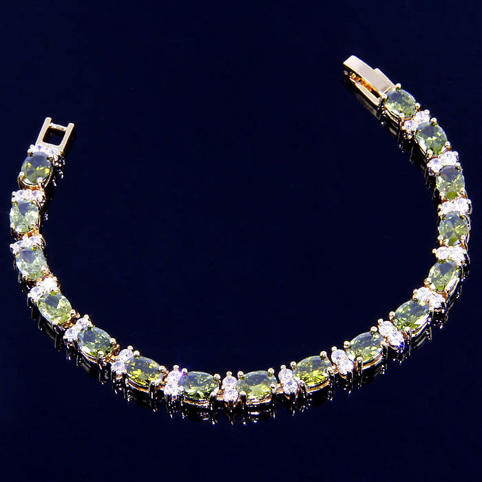 18cm Green Peridot 18K Gold Plated