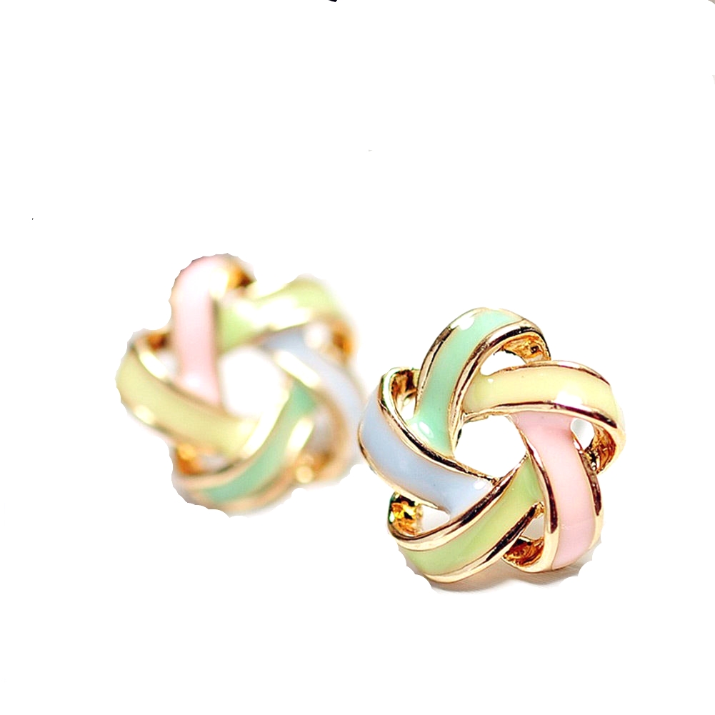 Spiral Vrille Flower Star Shape Colored Earrings Ear Stud