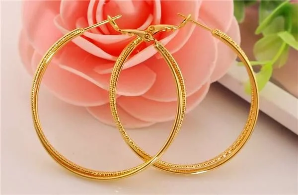 14K Gold Filled Nice Big Round Hoop Earrings