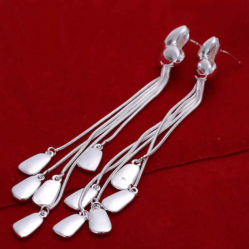 Sterling Solid Silver 0.90mm Long 5 line Stud Earrings