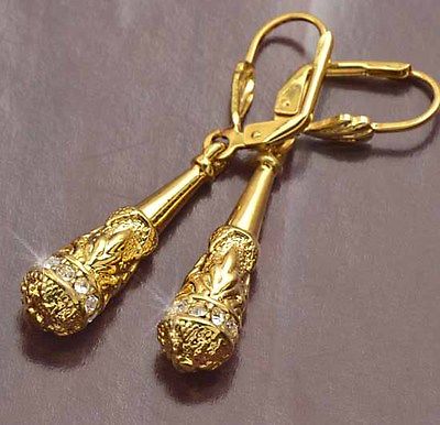 Sparkling 10k Gold Filled Dangle Clear CZ Earrings