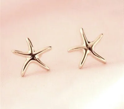 18K Rose Gold Gp Starfish Beautiful Earrings