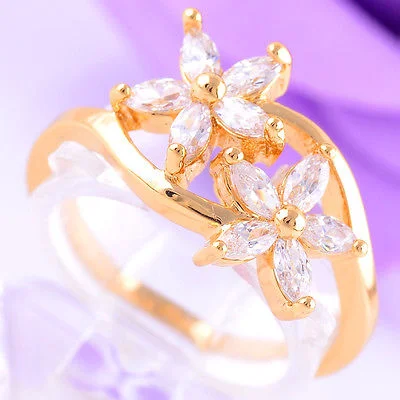 Brilliant White Topaz Gems 14K Gold Filled Wedding Ring