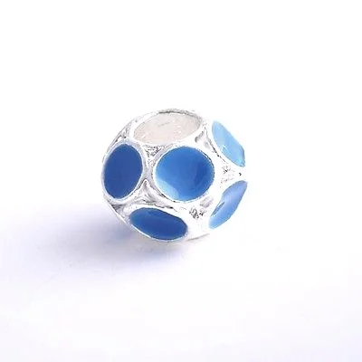  9K White GF Silver Blue Enamel Beads Fit Charm  Price $9.99 &nbsp;Item #00936 Details Metal:9K Real Gold Filled/Silver Stone:Enamel Size(Max. Length*Max. Width):13*10 mm 