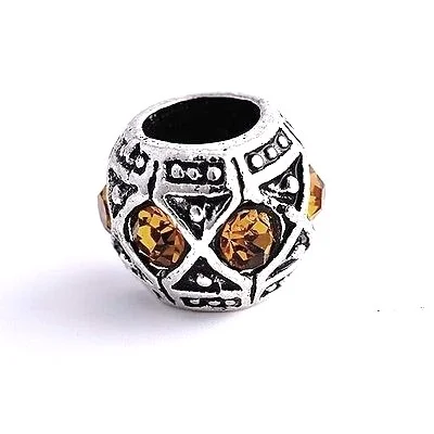 9K White GF Silver Yellow CZ Beads Fit Charm