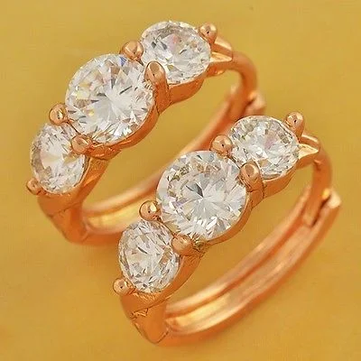 Stunning 10k Rose Gold filled CZ Hoop Earrings