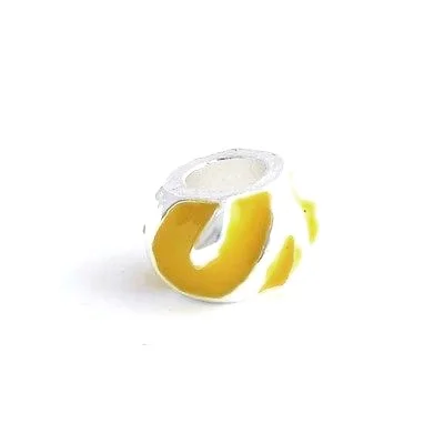 9K White GF Silver Yellow Enamel Beads Fit Charm