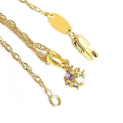 Multicolor CZ 10K Yellow GF Ball Pendant Necklace