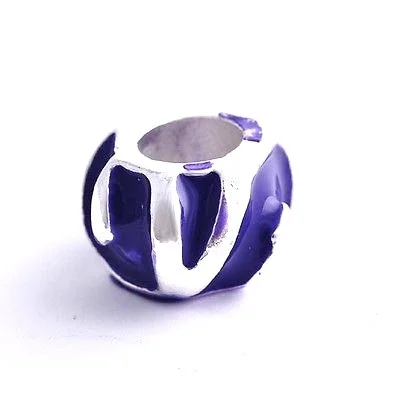 9K White GF Silver Purple Enamel Beads Fit Charm