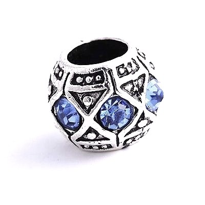 9K White GF Silver Olive CZ  Flower Beads Fit Charm