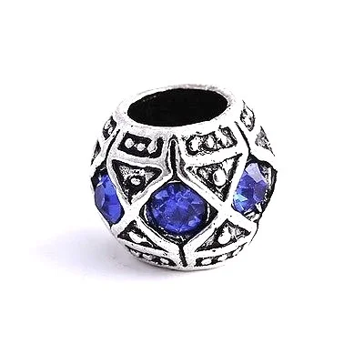 9K White GF Silver Purple CZ  Beads Fit Charm