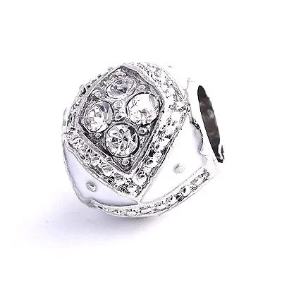 9K White GF Silver Clear&White CZ  Beads Fit Charm