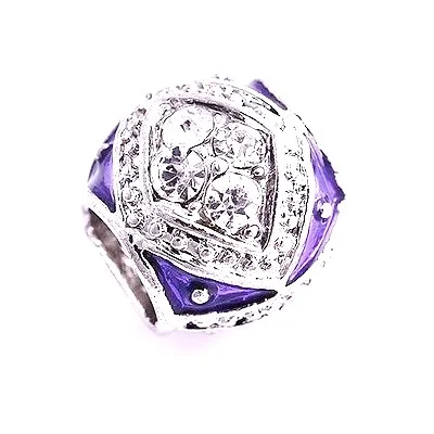 Beads Fit Charm 9K White GF Silver Clear& Purple CZ