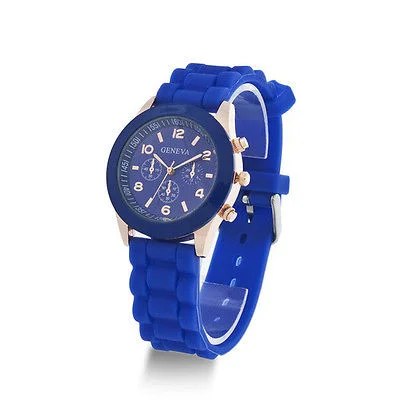 Geneva Silicone Dark BlueJelly Gel  Quartz Analog Watch