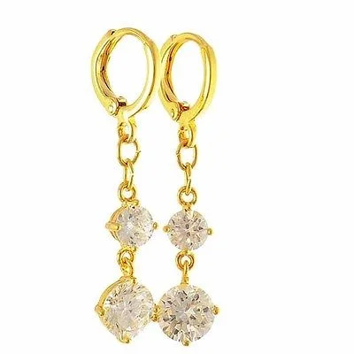10K Gold Filled Top CZ Drop Dangle Earrings