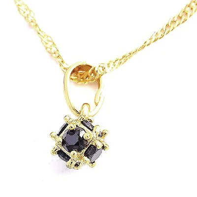 Elegant 10k GF Black CZ Ball Pendant And Chain