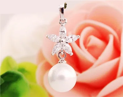 925 Sterling Silver White Ball Shape Gemstones Pendants