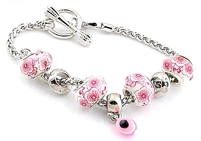 Handmade European Beaded Charm Bracelet Porcelain Beads