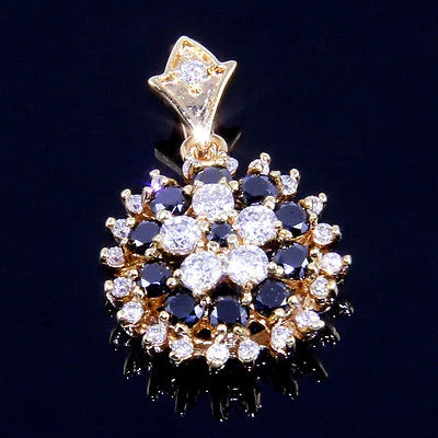 Black Sapphire Gems 18K Gold Plated Pendant Jewelry