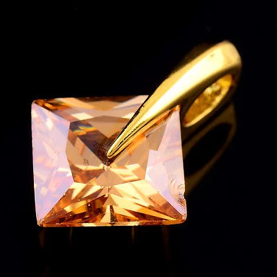Splendid Cut Citrine Gemstone 14k Yellow Gold Filled Pendant Jewelry