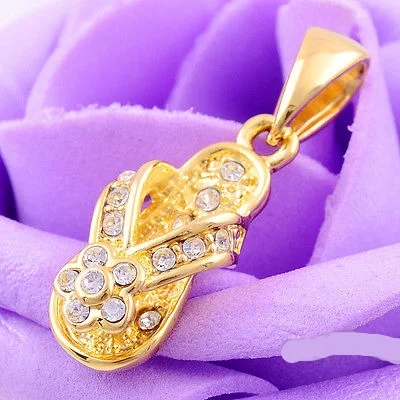 Clear CZ 14K Yellow Gold Filled Love's Slipper Pendant