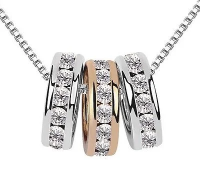 10K Solid Gold Filled Three Circles Style Necklace