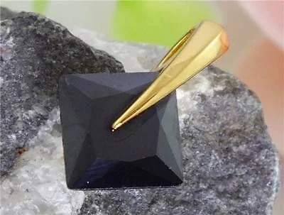 14K Gold Filled Black Gemstone Brilliant Classic Necklace Pendant